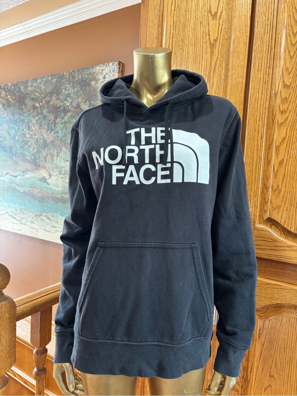 The North Face Black Pullover Hoodie with White Logo